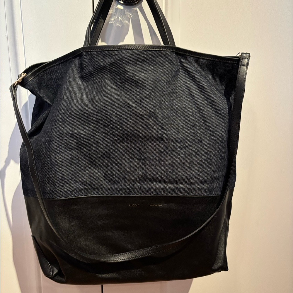 Alice D Denim and Leather, Made in Italy Tote / Crossbody lightweight bag